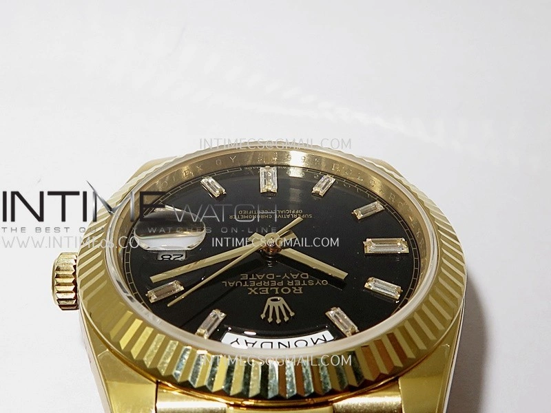 Day Date 228238 40mm Gain Weight QF 1:1 Best Edition Black Dial T Diamond Marker On YG President Bracelet SH3255