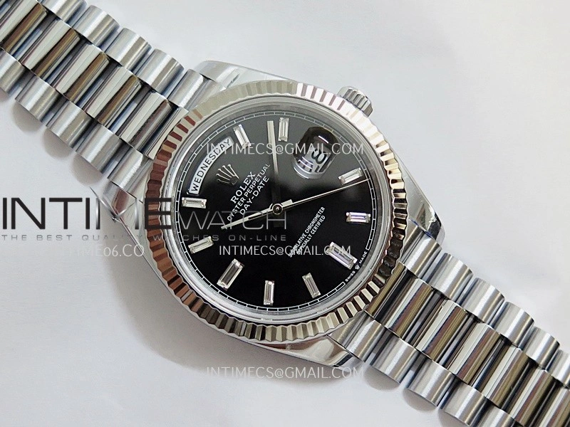 Day Date 228239 40mm Gain Weight QF 1:1 Best Edition Black Dial T Diamond Marker On YG President Bracelet SH3255