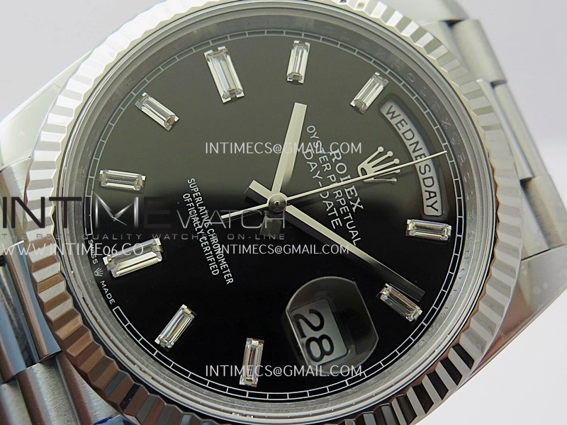 Day Date 228239 40mm Gain Weight QF 1:1 Best Edition Black Dial T Diamond Marker On YG President Bracelet SH3255