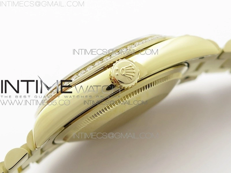 Day-Date 36 128235 YG Crystal BP Best Edition White MOP Crystal Marker Dial on YG President Bracelet A2836