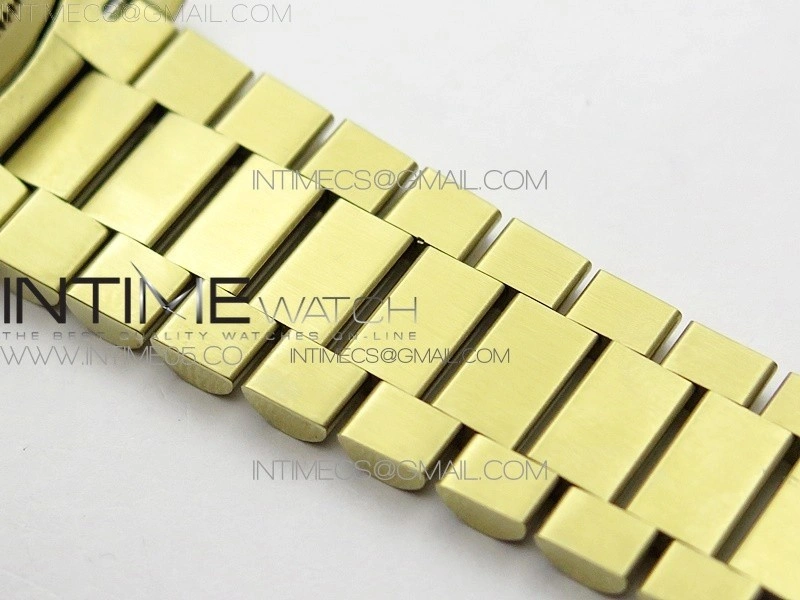 Day-Date 36 128235 YG Crystal BP Best Edition White MOP Crystal Marker Dial on YG President Bracelet A2836