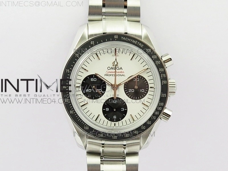Speedmaster SS Sapphire Crystal Panda White dial black subdial on SS Bracelet Manual Winding Chrono Movement