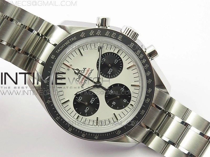 Speedmaster SS Sapphire Crystal Panda White dial black subdial on SS Bracelet Manual Winding Chrono Movement