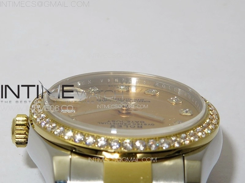 DateJust 31mm 72610 SS YG Crystals Bezel APSF Best Edition Gold Dial Crystals Markers on Oyster Bracelet A2824