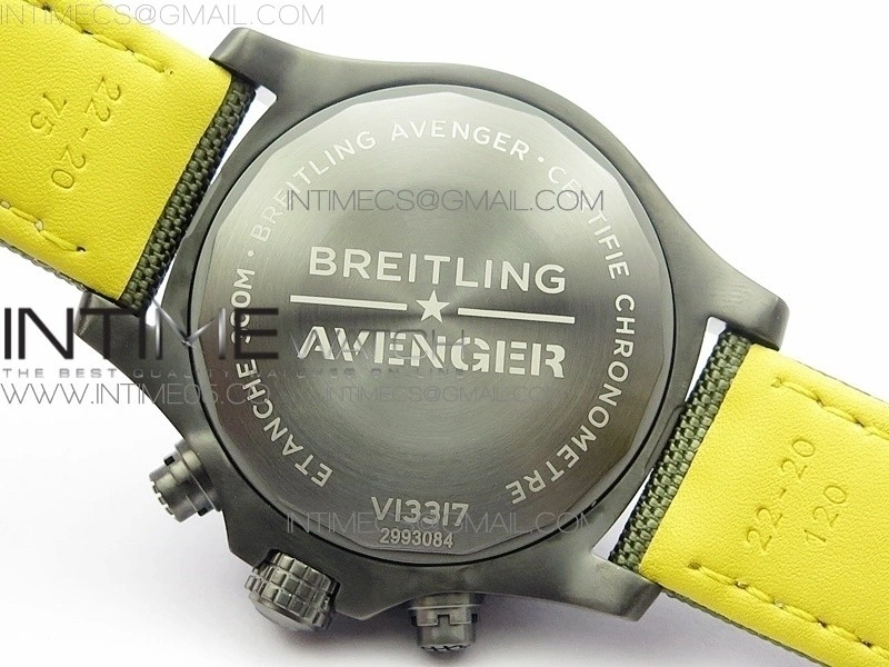 Avenger Bandit V13317 Titanium DLC B50 Best Edition Green Dial Numbers Makers on Green Nylon strap A7750