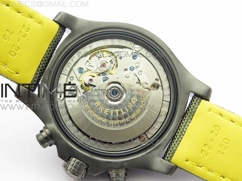 Avenger Bandit V13317 Titanium DLC B50 Best Edition Green Dial Numbers Makers on Green Nylon strap A7750