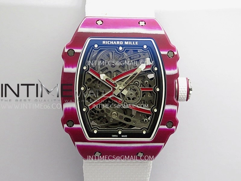 RM67-02 Mutaz Red NTPT Umi Office 1:1 Red Skeleton Dial On White Nylon Strap CRMA7 Clone V2