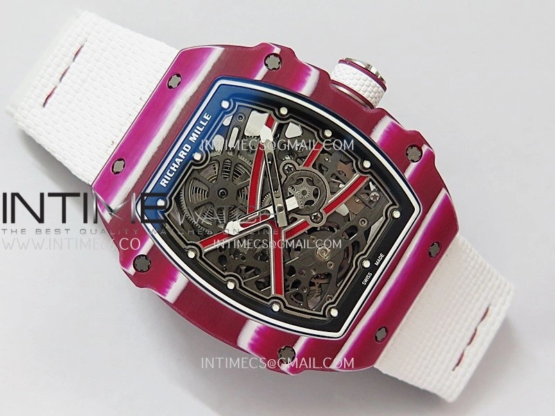 RM67-02 Mutaz Red NTPT Umi Office 1:1 Red Skeleton Dial On White Nylon Strap CRMA7 Clone V2