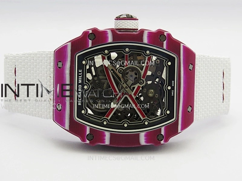 RM67-02 Mutaz Red NTPT Umi Office 1:1 Red Skeleton Dial On White Nylon Strap CRMA7 Clone V2