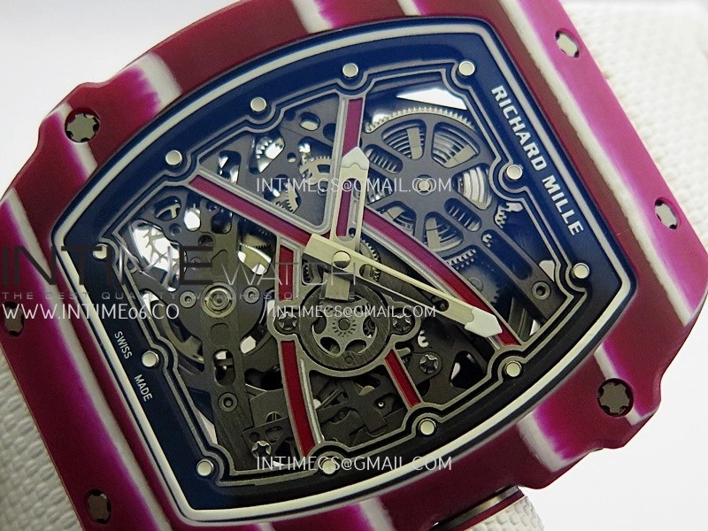 RM67-02 Mutaz Red NTPT Umi Office 1:1 Red Skeleton Dial On White Nylon Strap CRMA7 Clone V2