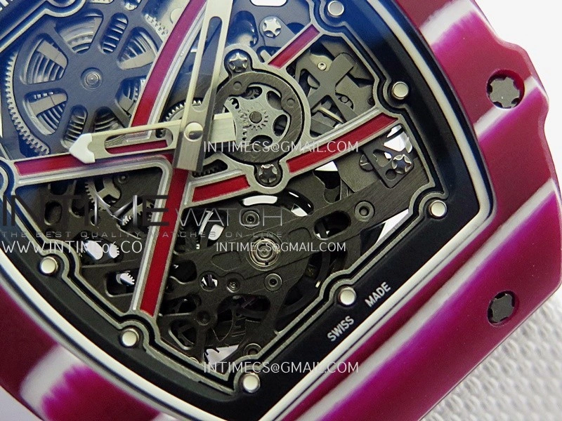 RM67-02 Mutaz Red NTPT Umi Office 1:1 Red Skeleton Dial On White Nylon Strap CRMA7 Clone V2