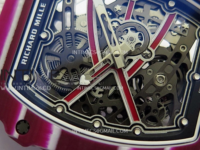 RM67-02 Mutaz Red NTPT Umi Office 1:1 Red Skeleton Dial On White Nylon Strap CRMA7 Clone V2
