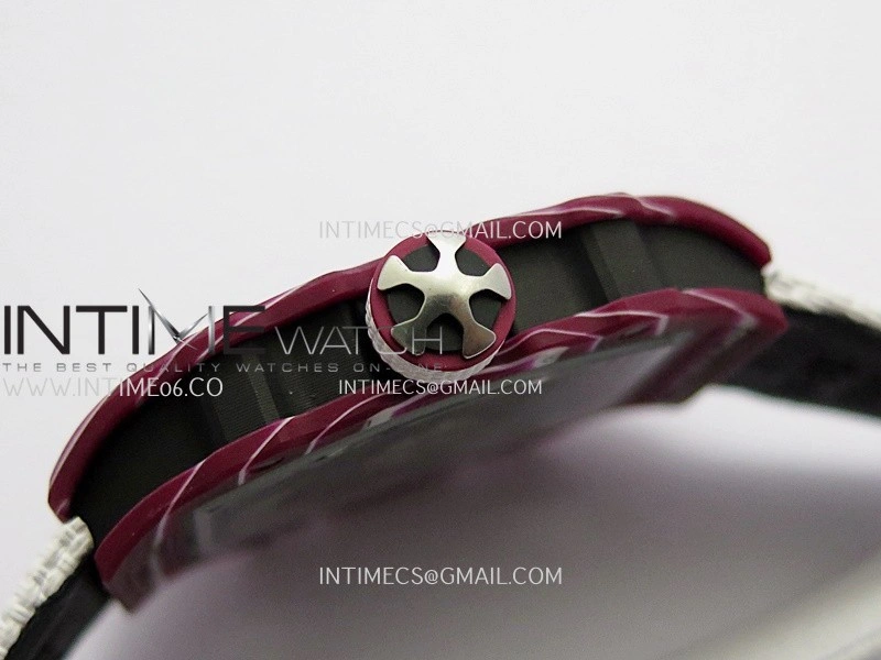 RM67-02 Mutaz Red NTPT Umi Office 1:1 Red Skeleton Dial On White Nylon Strap CRMA7 Clone V2