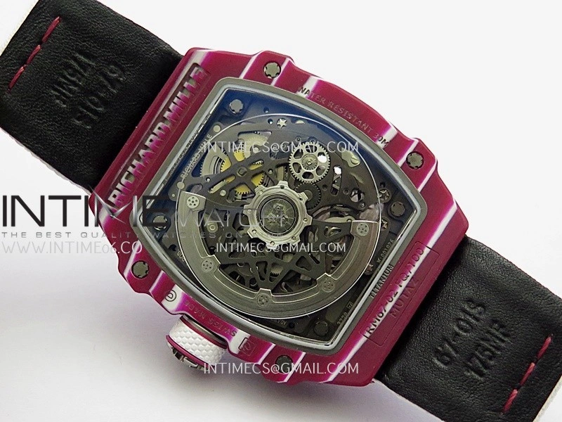 RM67-02 Mutaz Red NTPT Umi Office 1:1 Red Skeleton Dial On White Nylon Strap CRMA7 Clone V2