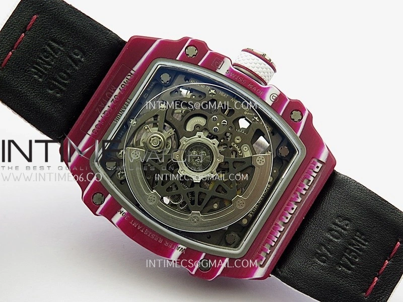 RM67-02 Mutaz Red NTPT Umi Office 1:1 Red Skeleton Dial On White Nylon Strap CRMA7 Clone V2