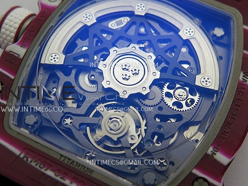 RM67-02 Mutaz Red NTPT Umi Office 1:1 Red Skeleton Dial On White Nylon Strap CRMA7 Clone V2
