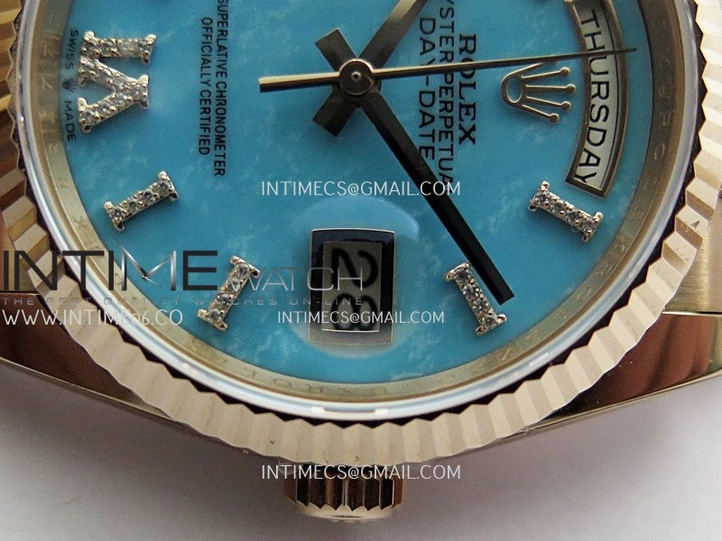 Daydate 128235 36mm RG QHF Best Edition Turquoise Dial On RG President Bracelet A2834