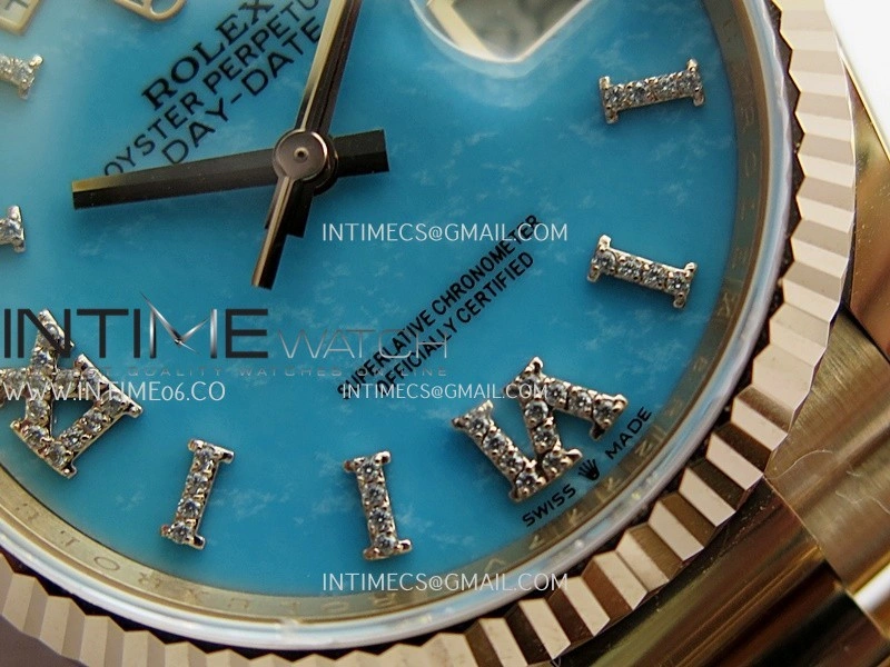 Daydate 128235 36mm RG QHF Best Edition Turquoise Dial On RG President Bracelet A2834
