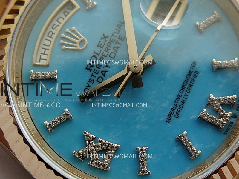 Daydate 128235 36mm RG QHF Best Edition Turquoise Dial On RG President Bracelet A2834