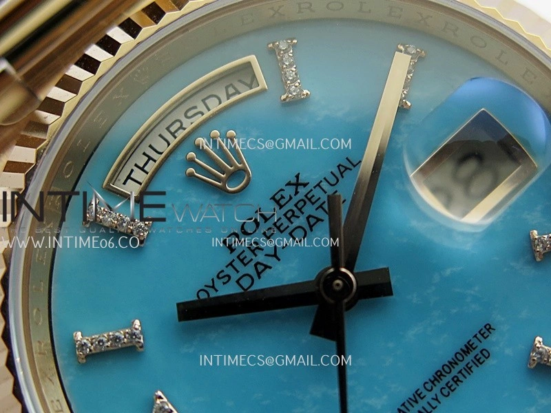 Daydate 128235 36mm RG QHF Best Edition Turquoise Dial On RG President Bracelet A2834