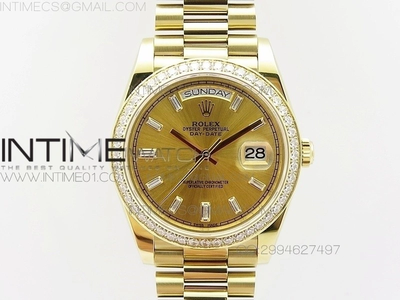 Day-Date 40 YG BP 1:1 Best 228239 Gold Diamond Sticks Dial Diamond Bezel on SS Bracelet