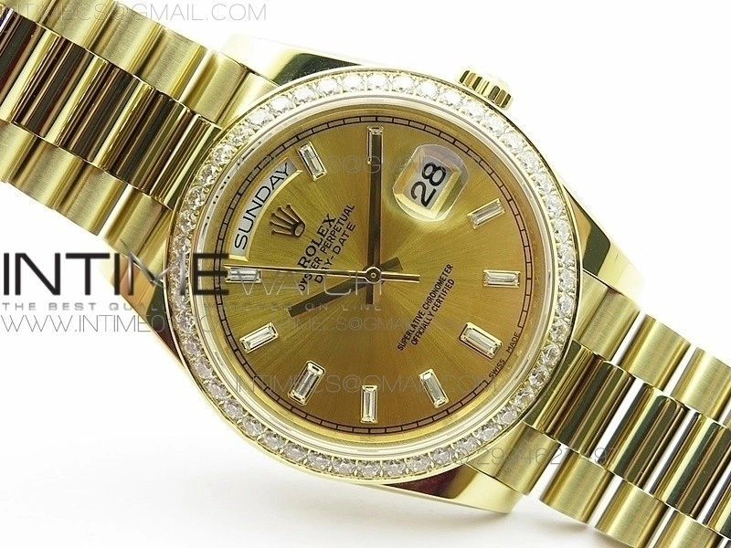 Day-Date 40 YG BP 1:1 Best 228239 Gold Diamond Sticks Dial Diamond Bezel on SS Bracelet
