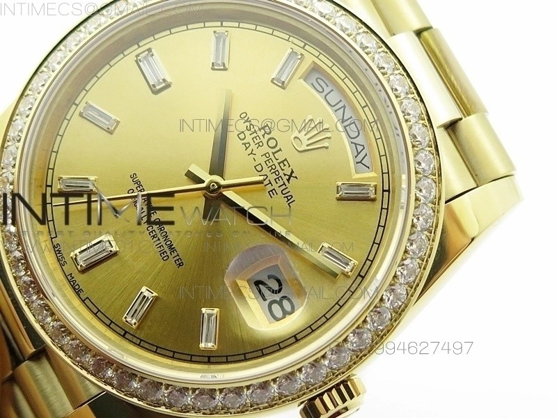 Day-Date 40 YG BP 1:1 Best 228239 Gold Diamond Sticks Dial Diamond Bezel on SS Bracelet