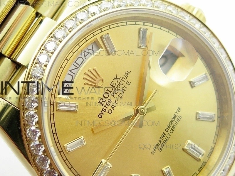 Day-Date 40 YG BP 1:1 Best 228239 Gold Diamond Sticks Dial Diamond Bezel on SS Bracelet