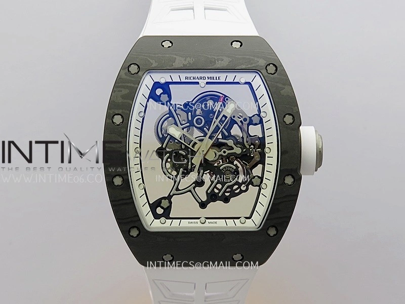 RM055 White Inner Bezel White Crown NTPT Ti ZF 1:1 Best Edition On White Shark Rubber Strap RMUL2 Super Clone
