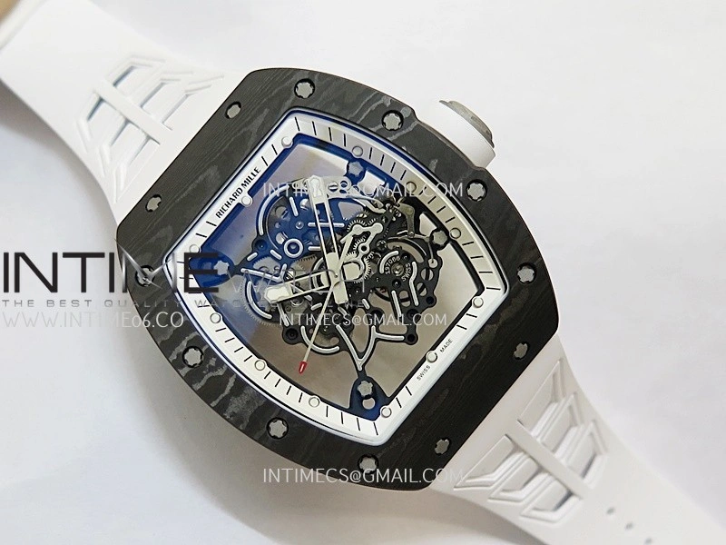 RM055 White Inner Bezel White Crown NTPT Ti ZF 1:1 Best Edition On White Shark Rubber Strap RMUL2 Super Clone