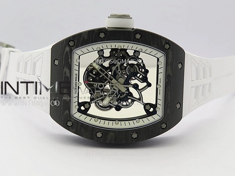 RM055 White Inner Bezel White Crown NTPT Ti ZF 1:1 Best Edition On White Shark Rubber Strap RMUL2 Super Clone