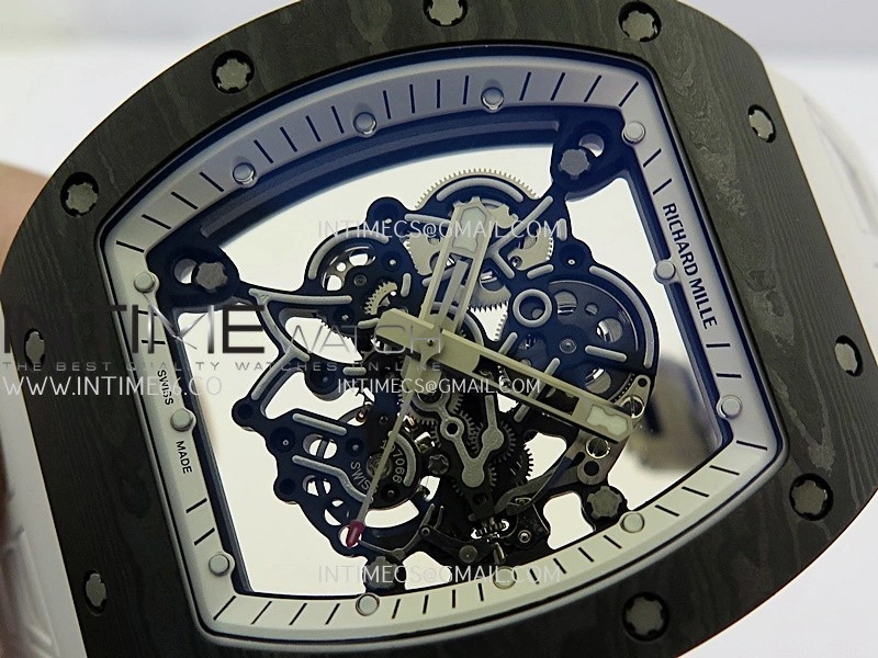 RM055 White Inner Bezel White Crown NTPT Ti ZF 1:1 Best Edition On White Shark Rubber Strap RMUL2 Super Clone