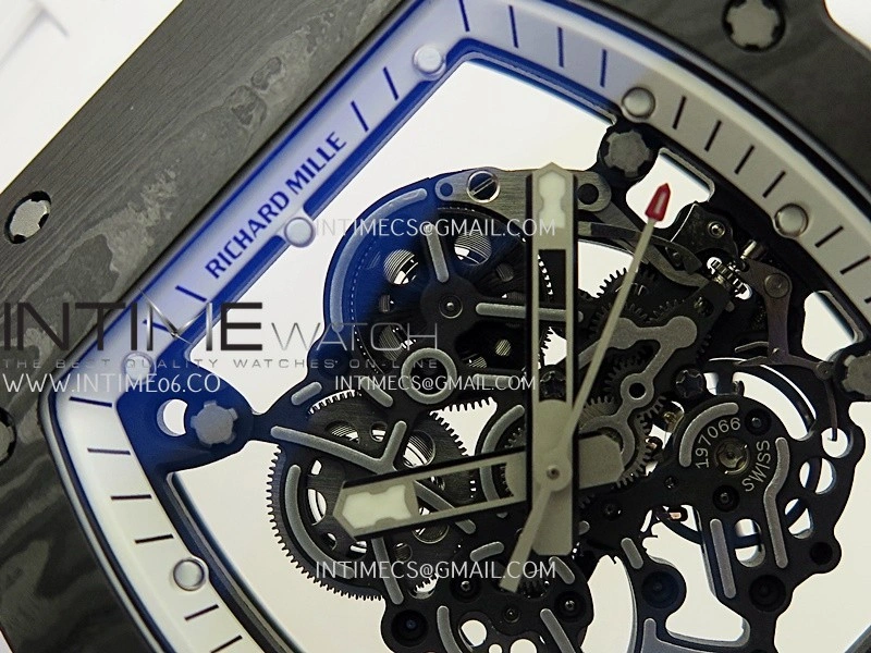 RM055 White Inner Bezel White Crown NTPT Ti ZF 1:1 Best Edition On White Shark Rubber Strap RMUL2 Super Clone