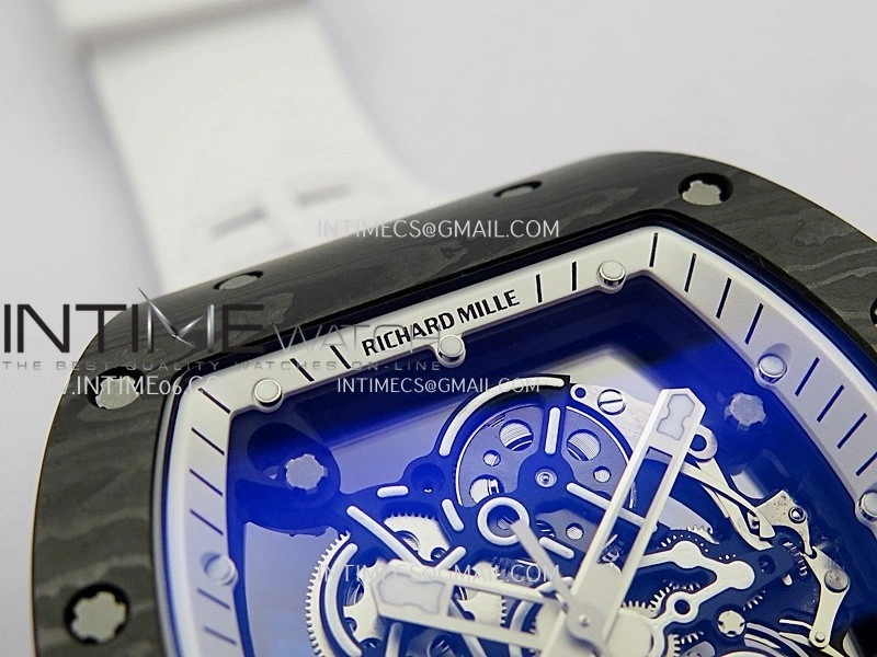 RM055 White Inner Bezel White Crown NTPT Ti ZF 1:1 Best Edition On White Shark Rubber Strap RMUL2 Super Clone
