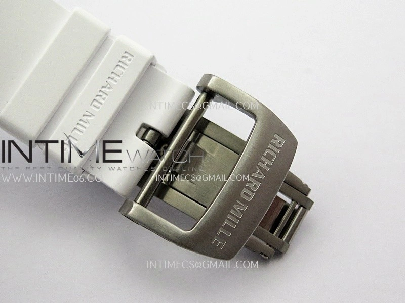 RM055 White Inner Bezel White Crown NTPT Ti ZF 1:1 Best Edition On White Shark Rubber Strap RMUL2 Super Clone