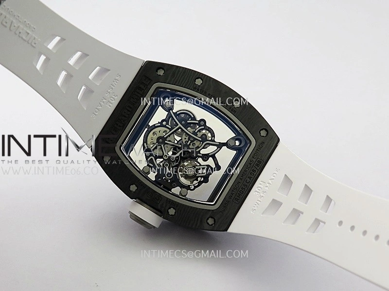 RM055 White Inner Bezel White Crown NTPT Ti ZF 1:1 Best Edition On White Shark Rubber Strap RMUL2 Super Clone