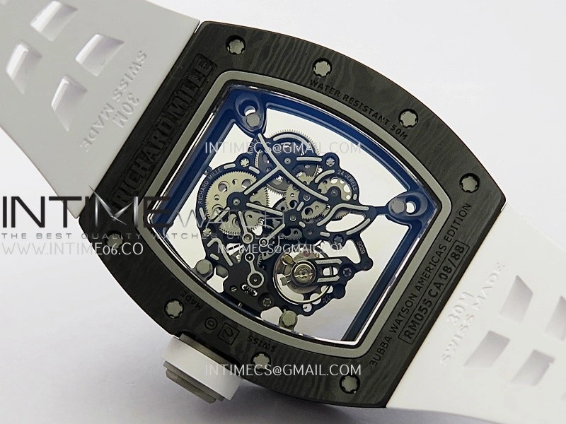 RM055 White Inner Bezel White Crown NTPT Ti ZF 1:1 Best Edition On White Shark Rubber Strap RMUL2 Super Clone