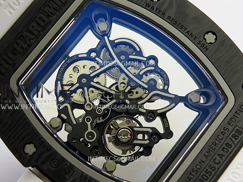 RM055 White Inner Bezel White Crown NTPT Ti ZF 1:1 Best Edition On White Shark Rubber Strap RMUL2 Super Clone