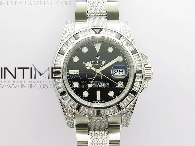 GMT Master II 126710 White Black T CrystalVRF Best Edition Black Dial On SS Paved CrystalBracelet 3186 CHS