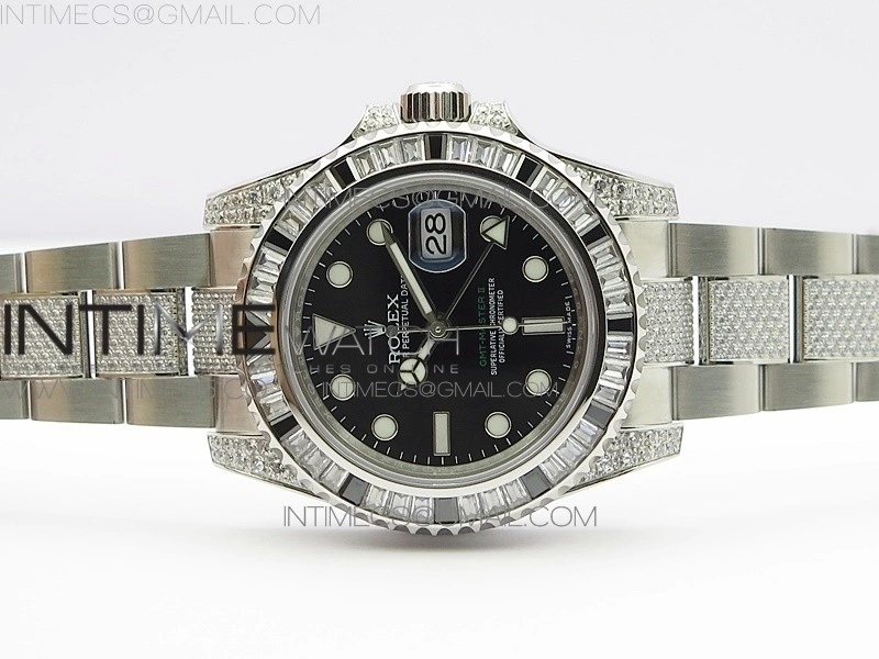 GMT Master II 126710 White Black T CrystalVRF Best Edition Black Dial On SS Paved CrystalBracelet 3186 CHS