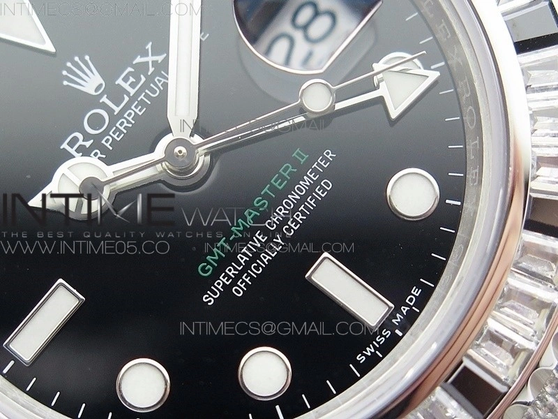 GMT Master II 126710 White Black T CrystalVRF Best Edition Black Dial On SS Paved CrystalBracelet 3186 CHS