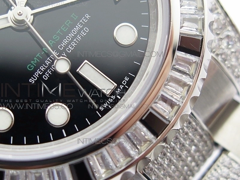 GMT Master II 126710 White Black T CrystalVRF Best Edition Black Dial On SS Paved CrystalBracelet 3186 CHS
