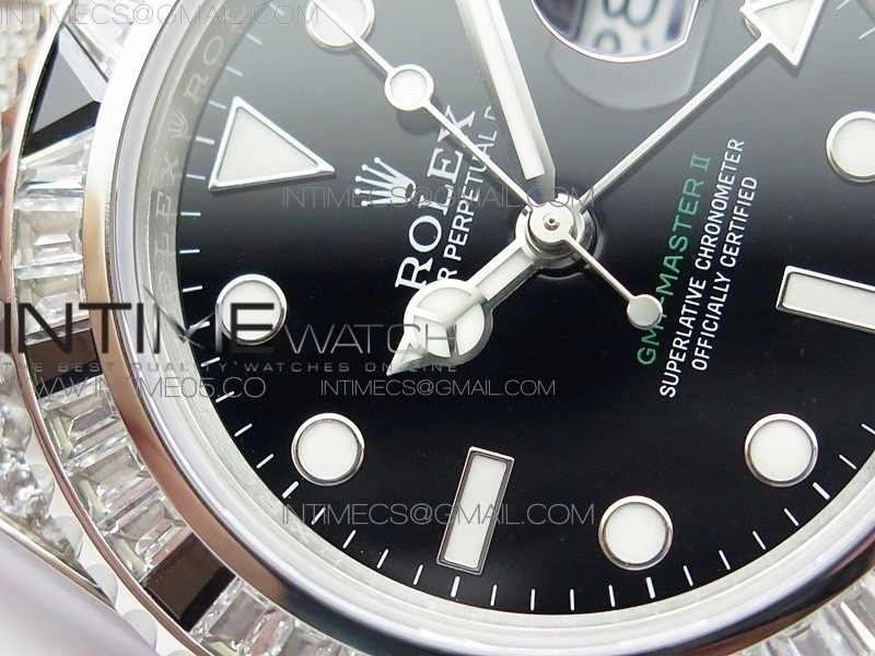 GMT Master II 126710 White Black T CrystalVRF Best Edition Black Dial On SS Paved CrystalBracelet 3186 CHS