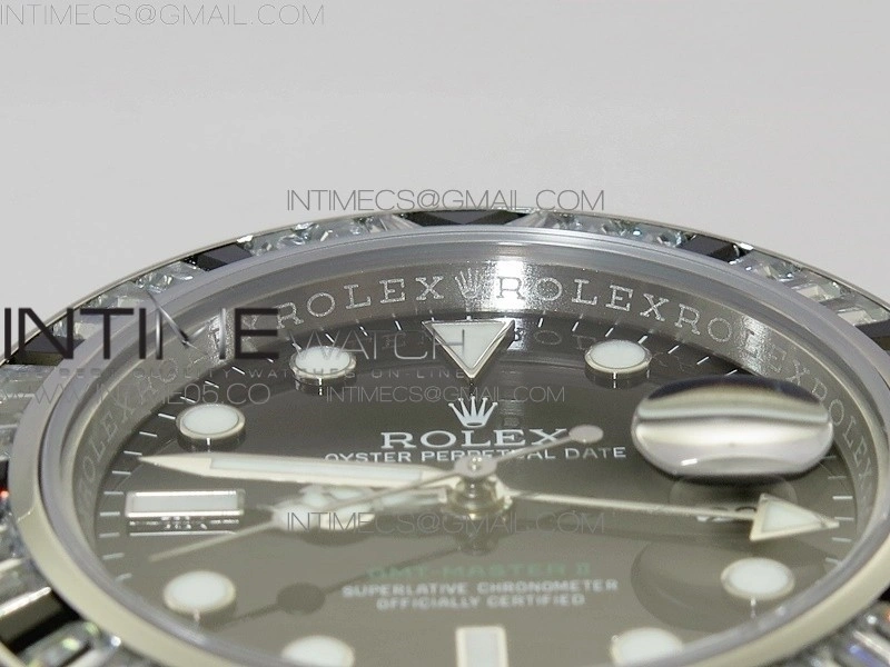 GMT Master II 126710 White Black T CrystalVRF Best Edition Black Dial On SS Paved CrystalBracelet 3186 CHS