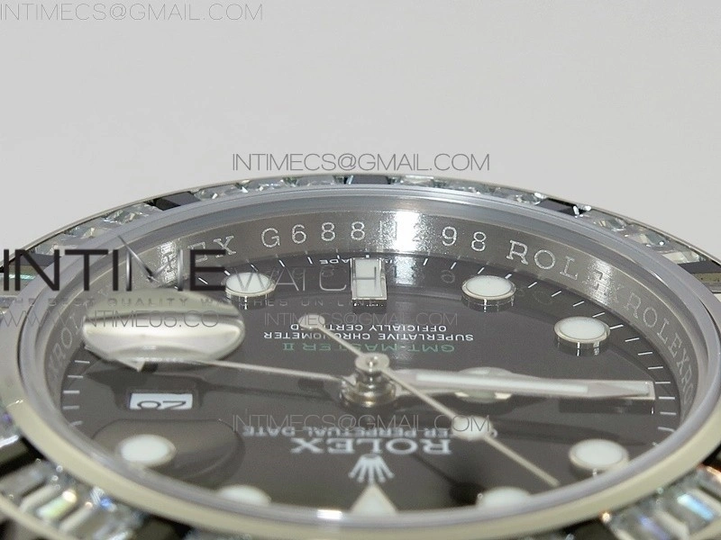GMT Master II 126710 White Black T CrystalVRF Best Edition Black Dial On SS Paved CrystalBracelet 3186 CHS