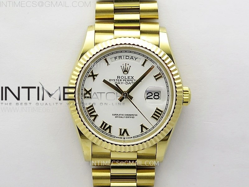 Day Date 36mm Gain Weight YG tungsten APSF 1:1 Best Edition White Dial Roman Markers on SS President Bracelet A3255