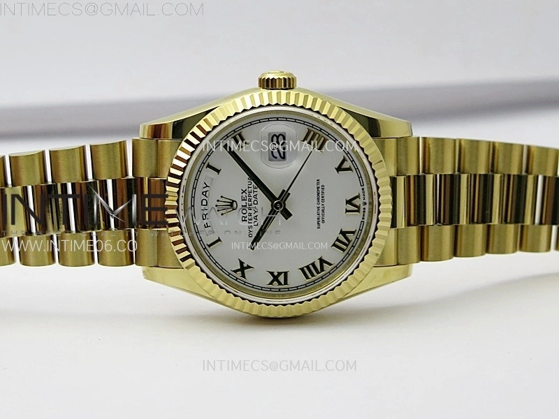Day Date 36mm Gain Weight YG tungsten APSF 1:1 Best Edition White Dial Roman Markers on SS President Bracelet A3255