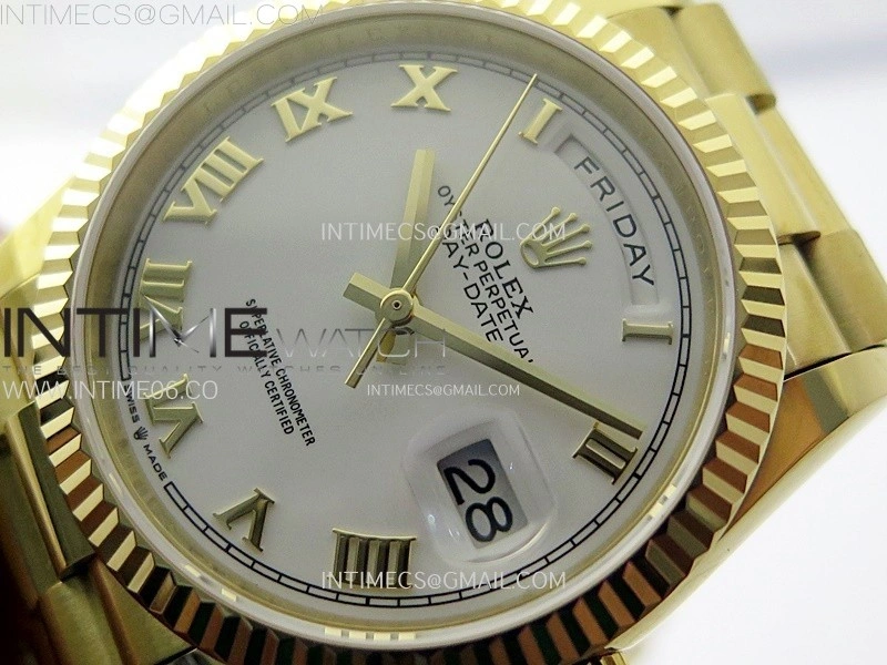 Day Date 36mm Gain Weight YG tungsten APSF 1:1 Best Edition White Dial Roman Markers on SS President Bracelet A3255