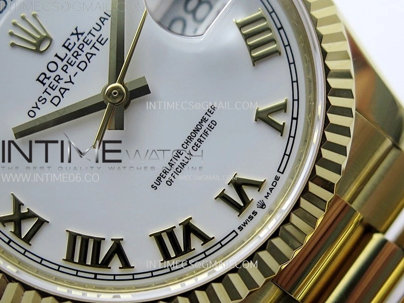 Day Date 36mm Gain Weight YG tungsten APSF 1:1 Best Edition White Dial Roman Markers on SS President Bracelet A3255