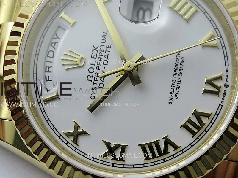 Day Date 36mm Gain Weight YG tungsten APSF 1:1 Best Edition White Dial Roman Markers on SS President Bracelet A3255
